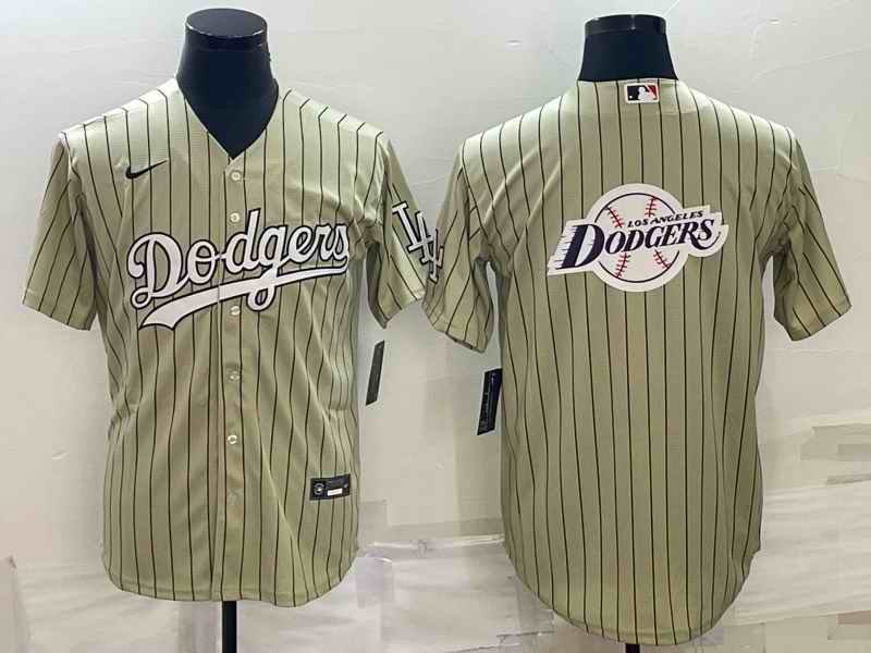 Men's Los Angeles Dodgers Cream Team Big Logo Cool Base Stitched Baseball Jersey