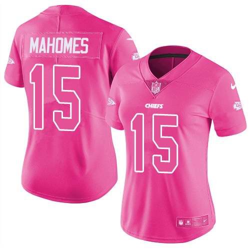 Women's Kansas City Chiefs Customized Pink Vapor Untouchable Limited Stitched NFLJersey(Run Small'