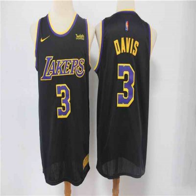 Men's Los Angeles Lakers #3 Anthony Davis Black Stitched NBA Jersey