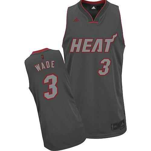 Heat #3 Dwyane Wade Grey Graystone Fashion Stitched NBA Jersey