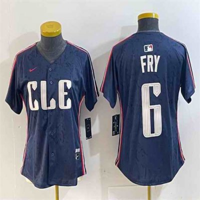 Women's Cleveland Guardians #6 David Fry Navy 2024 City Connect Stitched Baseball Jersey(Run Small)