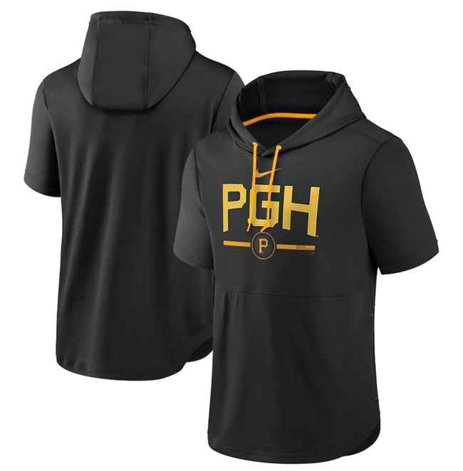 Men's Pittsburgh Pirates Black 2023 City Connect Short Sleeve Pullover Hoodie