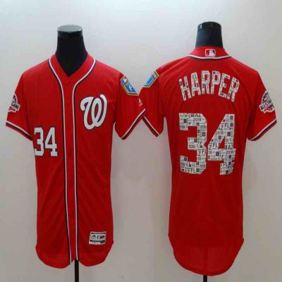 Men's Washington Nationals #34 Bryce Harper Red 2018 Spring Training Flexbase Stitched MLB Jersey