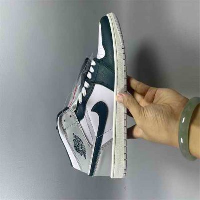 Women Running Weapon Air Jordan 1 Green/Grey/White Shoes 503