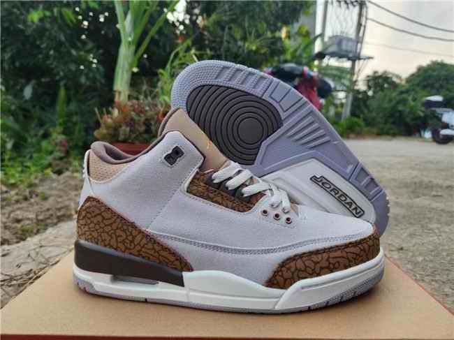 Men's Running weapon Air Jordan 3 White/Brown Shoes 0106