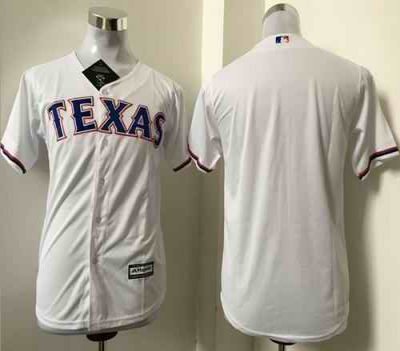 Rangers Blank White Cool Base Stitched Youth MLB Jersey