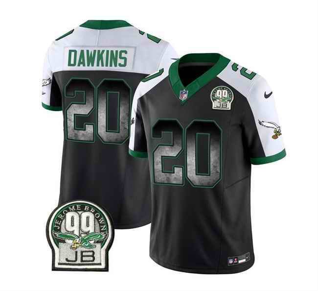 Men's Philadelphia Eagles #20 Brian Dawkins Black/White 2023 F.U.S.E. Throwback Vapor Untouchable Limited Stitched Football Jersey