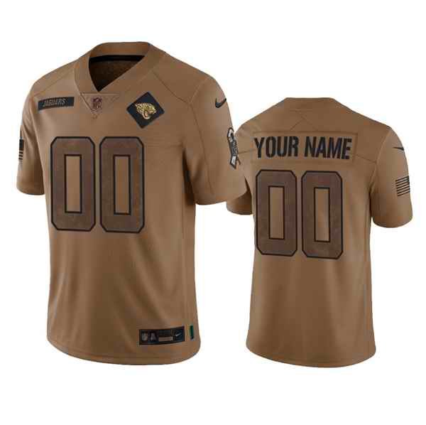 Men's Jacksonville Jaguars Active Player Custom 2023 Brown Salute To Service Vapor Untouchable Limited Stitched Jersey