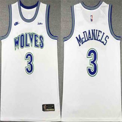 Men's Minnesota Timberwolves #3 Jaden McDaniels White City Edition Stitched Jersey