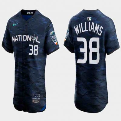 Men's Milwaukee Brewers #38 Devin Williams Royal 2023 All-star Flex Base Stitched Baseball Jersey