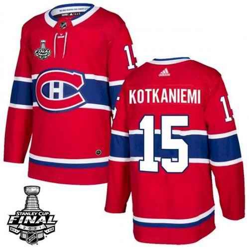 Men's Montreal Canadiens #15 Jesperi Kotkaniemi 2021 Red  Stanley Cup Final Stitched Jersey