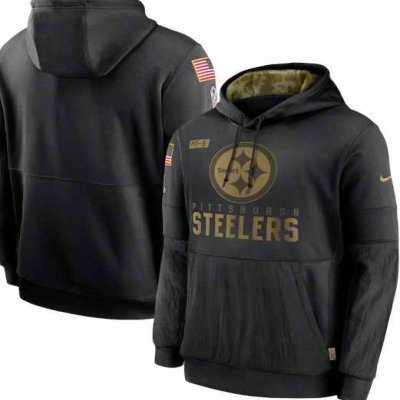 Men's Pittsburgh Steelers 2020 Black Salute to Service Sideline Performance Pullover Hoodie