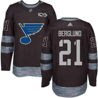 Blues #21 Patrik Berglund Black 1917-2017 100th Anniversary Stitched NHL Jersey