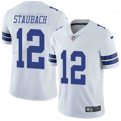 Men's Dallas Cowboys #12 Roger Staubach White Vapor Untouchable Limited Stitched Football Jersey