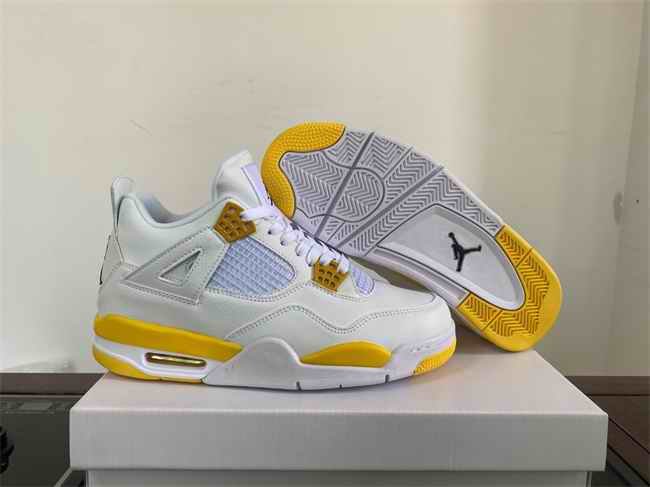 Men's Hot Sale Running weapon Air Jordan 4 White/Yellow Shoes 0179