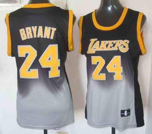 Lakers #24 Kobe Bryant Black/Grey Women's Fadeaway Fashion Stitched NBA Jersey