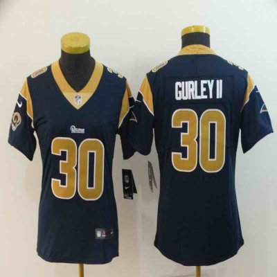 Women's Los Angeles Rams #30 Todd Gurley II Navy Vapor Untouchable Limited NFL Stitched Jersey