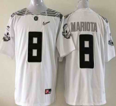 Ducks #8 Marcus Mariota White Diamond Quest Stitched Youth NCAA Jersey