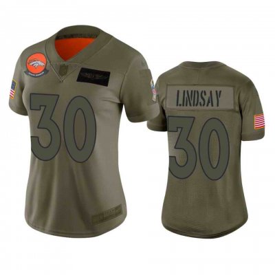 Women's  Denver Broncos #30 Phillip Lindsay 2019 Camo Salute To Service Limited NFL Stitched NFL Jersey(Run Small)