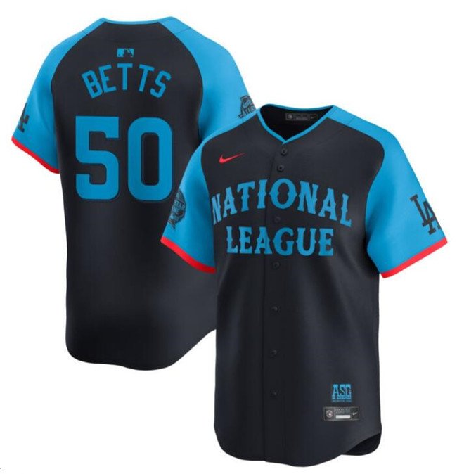 Youth National League #50 Mookie Betts Navy 2024 All-Star Limited Stitched Baseball Jersey