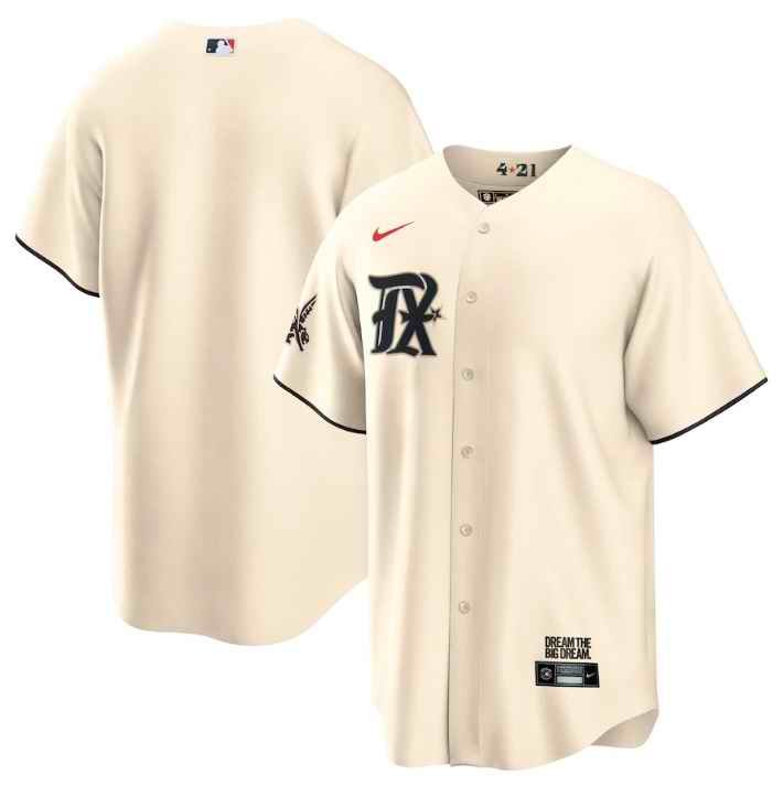 Men's Texas Rangers Blank Cream 2023 City Connect Stitched Baseball  Jersey