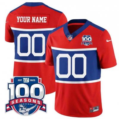 Men's New York Giants Customized Century Red F.U.S.E. 100TH Season Commemorative Patch Limited Stitched Football Jersey