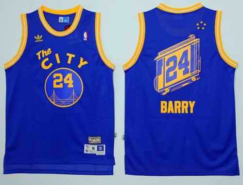 Warriors #24 Rick Barry Blue Throwback The City Stitched NBA Jersey