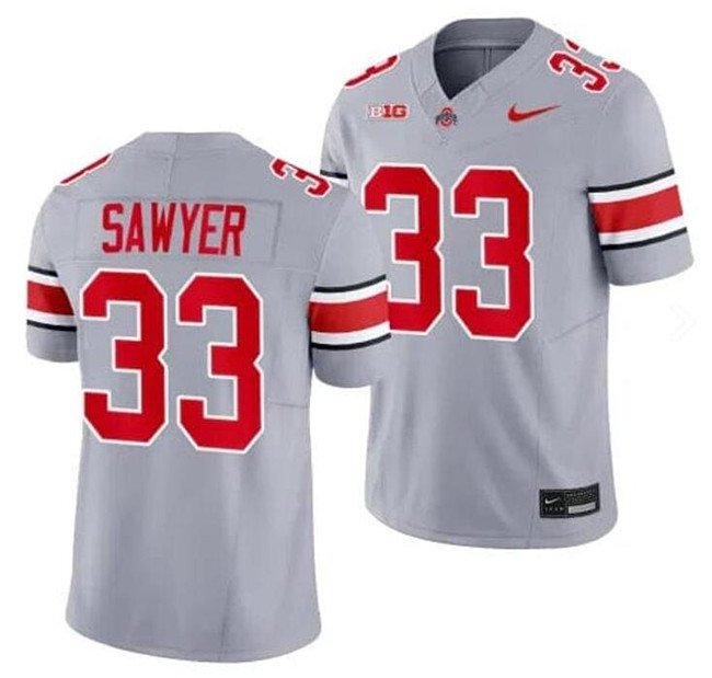 Men's Ohio State Buckeyes #33 Jack Sawyer Grey F.U.S.E. Limited Stitched Football Jersey