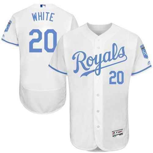 Royals #20 Frank White White Flexbase Authentic Collection 2016 Father's Day Stitched MLB Jersey