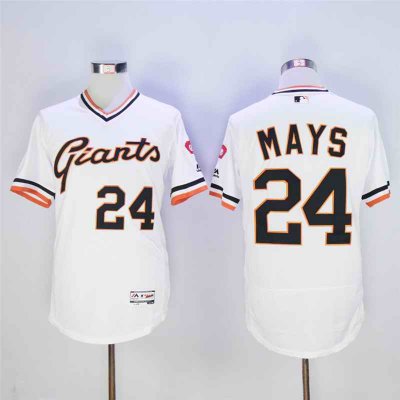 Men's San Franciscoc Giants #24 Willie Mays White  Throwback Flexbase Stitched MLB Jersey