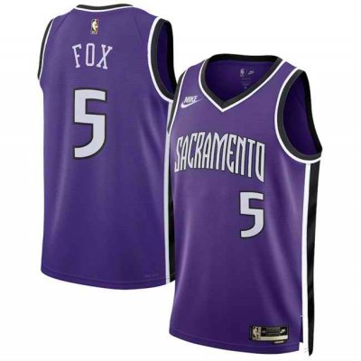 Men's Sacramento Kings #5 De'Aaron Fox Purple 2024/25 Classic Edition Swingman Stitched Basketball Jersey