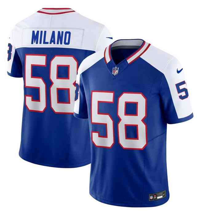 Men's Buffalo Bills #58 Matt Milano Blue/White 2023 F.U.S.E. Throwback Vapor Untouchable Limited Stitched Jersey