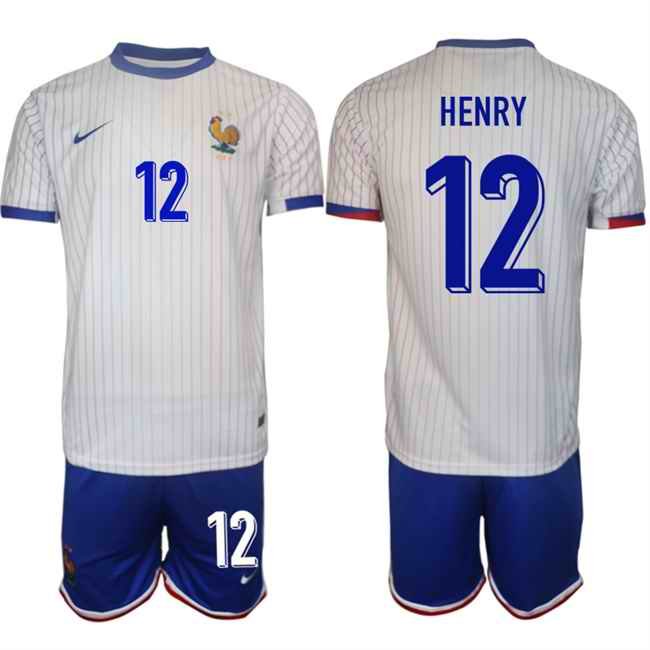 Men's France #12 Henry White 2024-25 Away  Soccer Jersey Suit