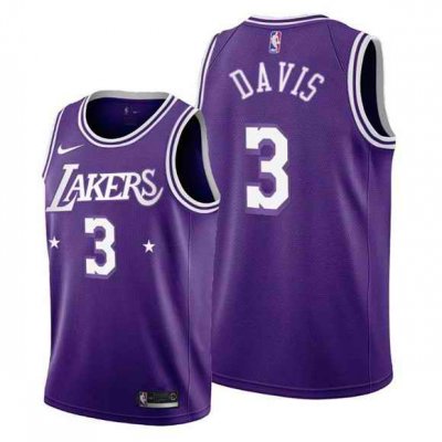 Men's Los Angeles Lakers #3 Anthony Davis 2021/22 City Edition Purple Stitched Jersey