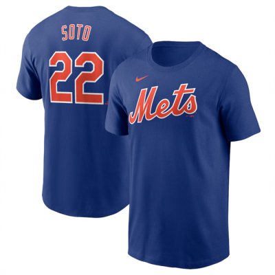 Men's New York Mets #22 Juan Soto Royal Fuse Name & Number T-Shirt