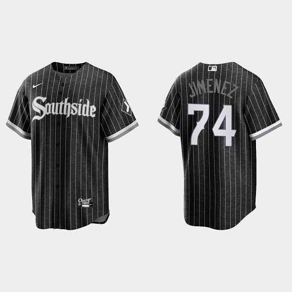 Men's Chicago White Sox #74 Eloy Jimenez Black 2021 City Connect Cool Base Stitched Jersey