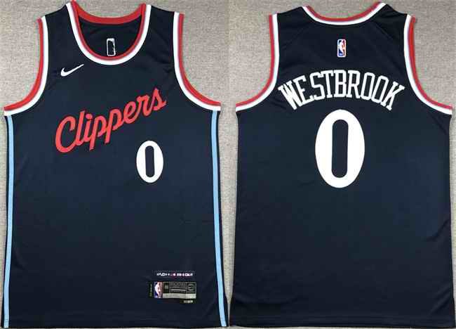 Men's Los Angeles Clippers #0 Russell Westbrook Navy Stitched Jersey