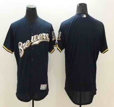 Brewers Blank Navy Blue Flexbase Authentic Collection Stitched MLB Jersey