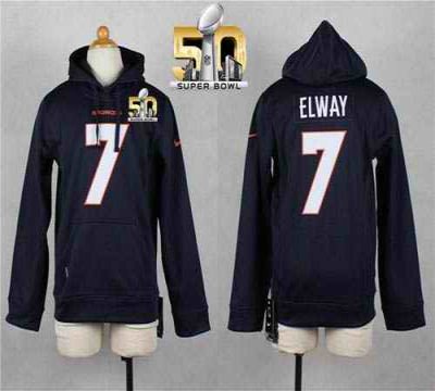 Nike Broncos #7 John Elway Navy Blue Super Bowl 50 Youth Pullover NFL Hoodie