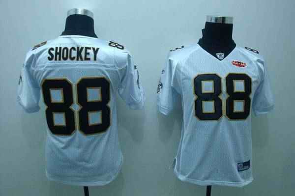 Saints #88 Jeremy Shockey White With Super Bowl Patch Stitched Youth NFL Jersey