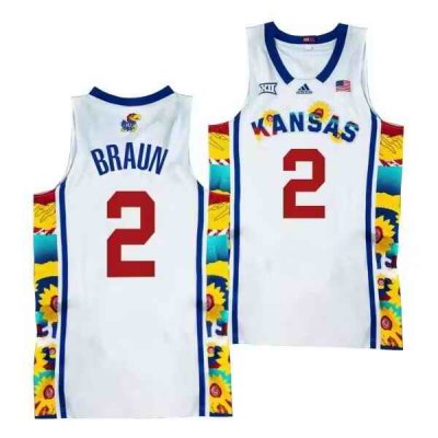 Men's Kansas Jayhawks #2 Christian Braun 2022 Sunflower Showdown White Stitched Basketball Jersey