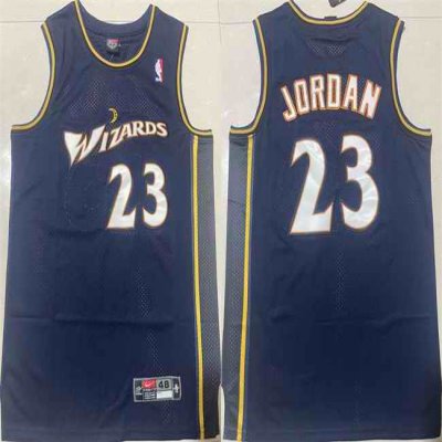 Men's Washington Wizards #23 Michael Jordan Navy Throwback Stitched Jersey