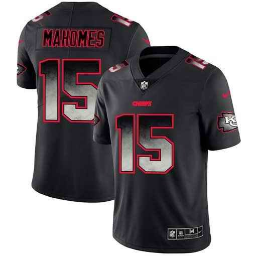 Men's Kansas City Chiefs #15 Patrick Mahomes Black 2019 Smoke Fashion Limited Stitched NFL Jersey