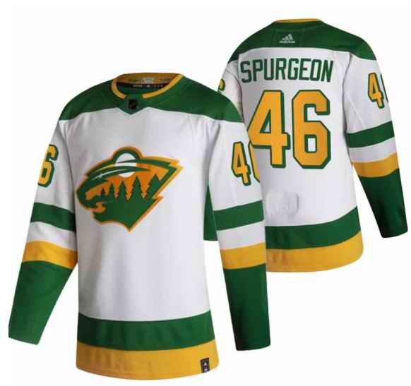 Men's Minnesota Wild #46 Jared Spurgeon 2021 White Reverse Retro Stitched Jersey