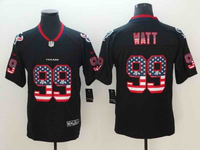 Men's Houston Texans #99 J.J. Watt Black 2018 USA Flag Color Rush Limited Fashion NFL Stitched Jersey