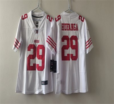 Women's San Francisco 49ers #29 Talanoa Hufanga White Vapor Stitched Jersey(Run Small)