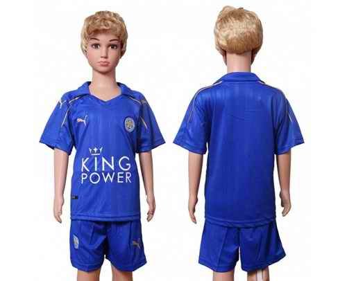 Leicester City Blank Home Kid Soccer Club Jersey