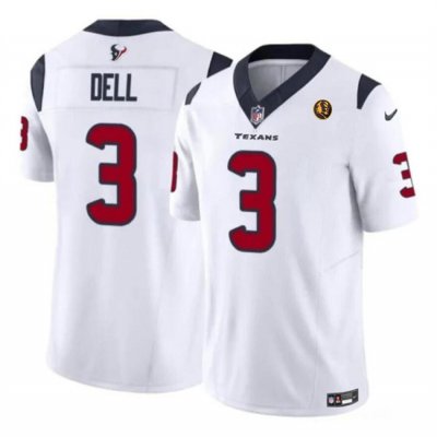 Men's Houston Texans #3 Tank Dell White 2023 F.U.S.E. With John Madden Patch Vapor Limited Stitched Football Jersey