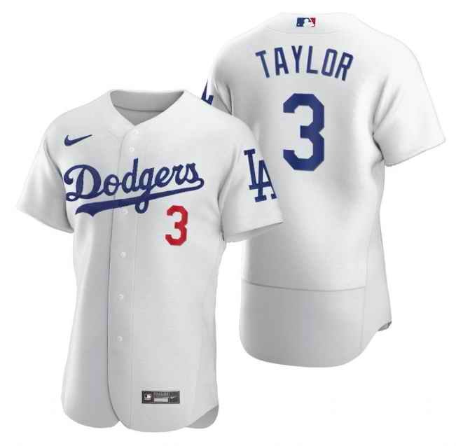 Men's Los Angeles Dodgers #3 Chris Taylor White Flex Base Stitched Jersey