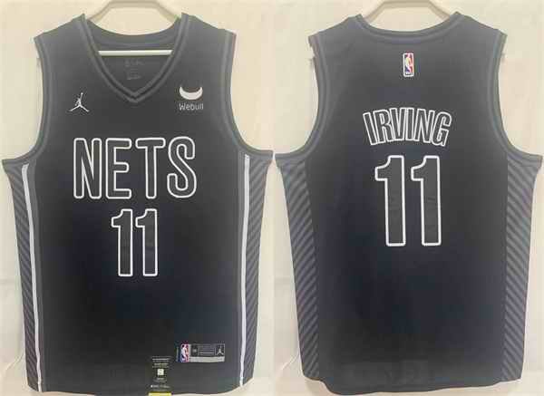 Men's Brooklyn Nets #11 Kyrie Irving Black Stitched Basketball Jersey